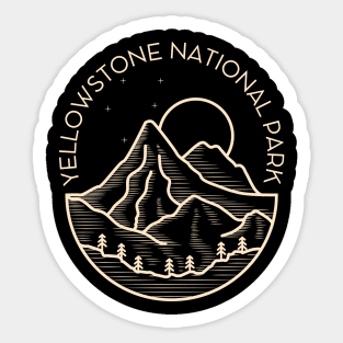 Yellowstone National Park Lineart Mountains Sticker